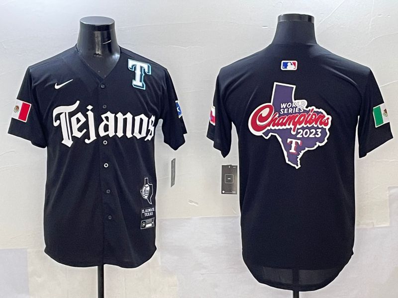 Men Texas Rangers Blank Black Five generations Joint Name 2025 Nike MLB Jersey style 5->texas rangers->MLB Jersey